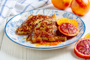 French pancakes - Crepe Suzette.