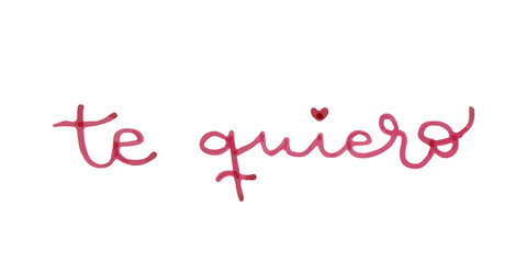 Handwritten love word. I love you in Spanish: 
