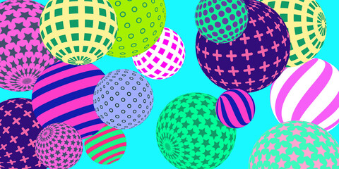 Retro 3d illustration abstract balls, great design for any purposes.  Modern cover concept. Vector modern banner. Abstract bright wallpaper. 3d geometric shape  illustration.
