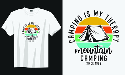 camping is my therapy  camping mountain t-shirt design, camping mountain t-shirt design, Vintage camping t-shirt design, Typography camping t-shirt design, Retro camping mountain t-shirt design