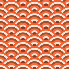 Abstract Japanese wave seamless pattern in orange and brown. Great for home décor, textile and wallpaper 