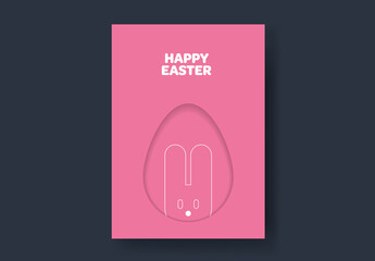 Pink Bunny and Egg Easter Card