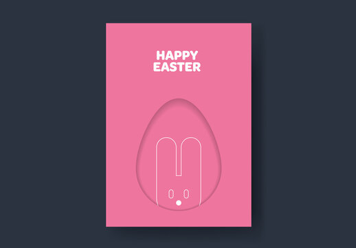 Pink Bunny and Egg Easter Card