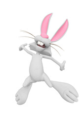 rabbit cartoon is jumping and happy