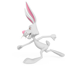 rabbit cartoon is running fast on side view