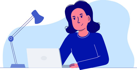 vector image of a woman working at a computer in flat style
work at home