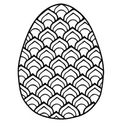 Vector coloring page. Black contour detailed easter egg in mandala style on white background