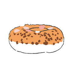 Donut in chocolate glaze with chocolate chips.