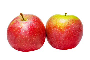 Red apple, healthy food. Two apples isolated on white background.
