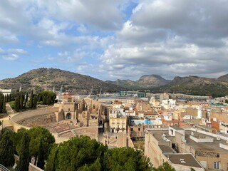 the city of Cartagena in Spain, the historic center with a view of the Roman Municipal Theater