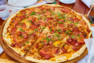 Side view on pizza