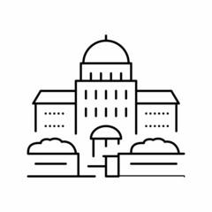 parliament state structure building line icon vector illustration