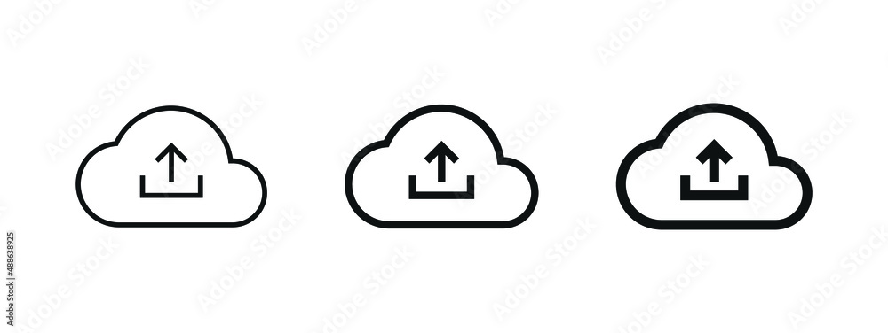 Poster upload icon, cloud uploading symbol, arrow up icon