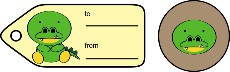 baby litle crocodille cartoon giftcard sticker collection illustartion in vector format