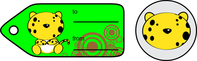 baby litle leopard cartoon giftcard sticker collection illustartion in vector format