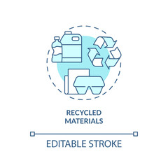 Recycled materials turquoise concept icon. Circular economy abstract idea thin line illustration. Pollution prevention. Isolated outline drawing. Editable stroke. Arial, Myriad Pro-Bold fonts used