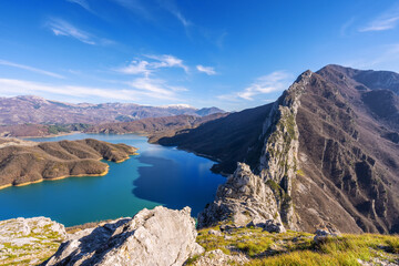 Fantastic Bovilla Lake. Spectacular landscape. Albania, Europe. Beauty nature concept background.