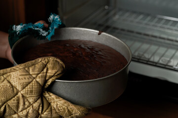 Women Baking Cake In Woven