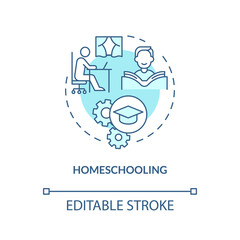 Homeschooling turquoise concept icon. Remote education. Lifelong learning contexts abstract idea thin line illustration. Isolated outline drawing. Editable stroke. Arial, Myriad Pro-Bold fonts used