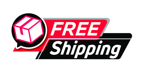 Free shipping. Cardboard box icon. Delivery for online order in online store with e-commerce text icon with free shipping service logo
