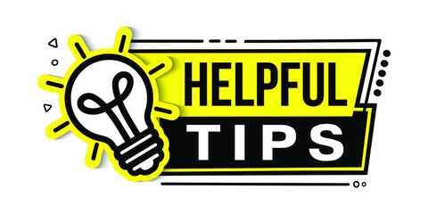Helpful tips. Vector illustration of tips icon. Symbol for helpful tips. Frequently asked questions sign. Helpful tips banner with light bulb emblem.

