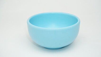 Empty blue ceramic bowl
