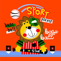 Baseball Lion Baby Vector Design