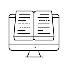 online reading book line icon vector illustration