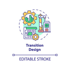 Transition design concept icon. Urban structure regulation principles abstract idea thin line illustration. Isolated outline drawing. Editable stroke. Arial, Myriad Pro-Bold fonts used