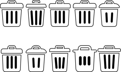 Trash can icon and Recycle icons set. trash can icon set. vector trash dustbin sign icon