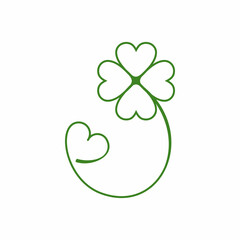clover and heart icon. emblem with lucky clover. st patrick's day decor