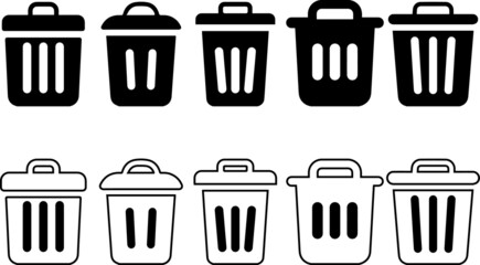 trash can icon set. trash can icon design. trash dustbin sign icon. recycle icons set. trash dustbin sign