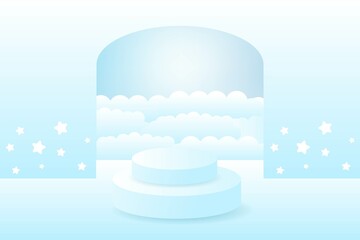 The empty podium is located in heaven. Vector illustration.