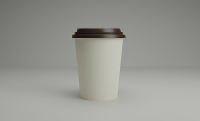 3d render of a coffee cup. Suitable for mockup. Simple classic paper cup