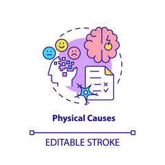 Physical causes concept icon. Brain injury and defect. Conduct disorder causes abstract idea thin line illustration. Isolated outline drawing. Editable stroke. Arial, Myriad Pro-Bold fonts used