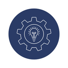 creative technology idea bulb gear icon