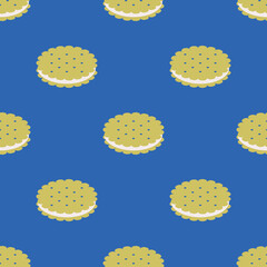 Seamless vector biscuit pattern. Food repeat background for fabric, textile, wrapping, cover etc.	