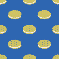 Seamless vector biscuit pattern. Food repeat background for fabric, textile, wrapping, cover etc.	
