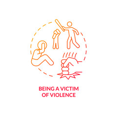 Being victim of violence red gradient concept icon. Negative childhood experience abstract idea thin line illustration. Mental health problems risk. Isolated outline drawing. Myriad Pro-Bold font used