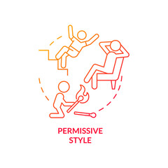 Permissive style red gradient concept icon. Parenthood and kid welfare abstract idea thin line illustration. Engage in self-destructive activities. Isolated outline drawing. Myriad Pro-Bold font used