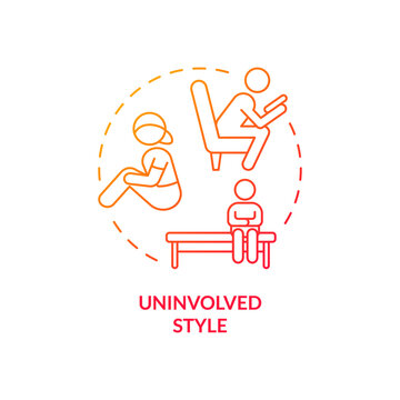 Uninvolved style red gradient concept icon. Parenting strategy abstract idea thin line illustration. Emotionally detached parents. Isolated outline drawing. Myriad Pro-Bold font used