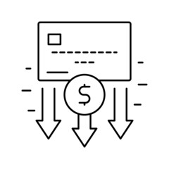 withdrawal of funds card line icon vector illustration