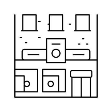laundromat building line icon vector illustration