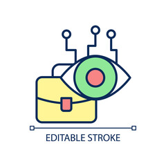 Autonomous work searching RGB color icon. Recruitment process. Analyzing applications. Job position. Isolated vector illustration. Simple filled line drawing. Editable stroke. Arial font used