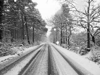 Winter Wonderland Road, snowing in England