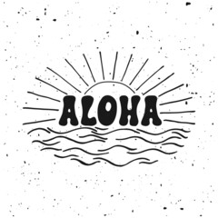 Aloha surfing lettering. Vector calligraphy illustration © softulka