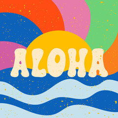 Aloha surfing lettering. Vector calligraphy illustration © softulka