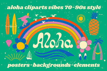 Aloha surfing lettering. Vector calligraphy illustration © softulka