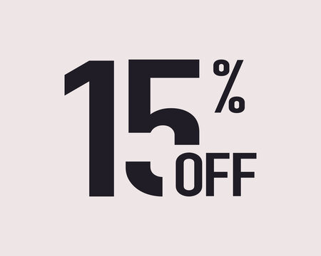 Discount Label up to 15% off. Sale and Discount Price Sign or Icon. Sales Design Template. Shopping and Low Price Symbol. Vector Template Design Illustration
