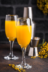 Mimosa cocktail with orange juice